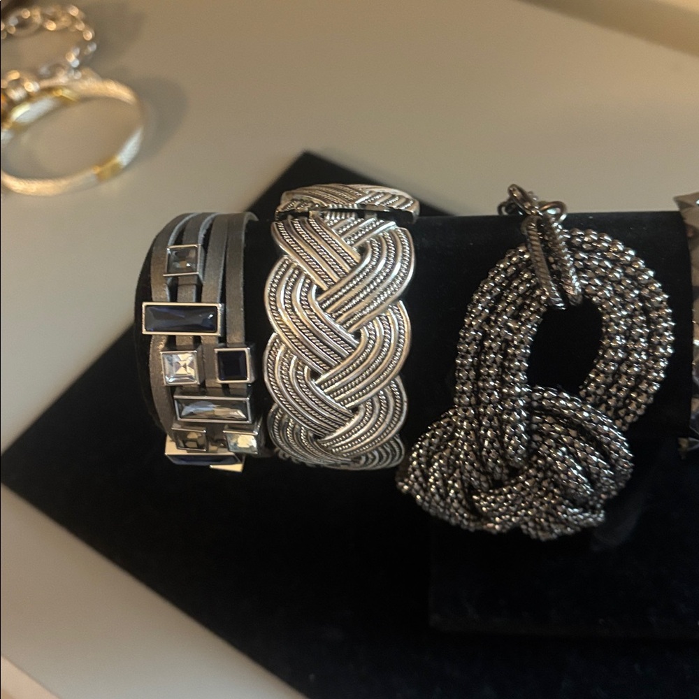 Six Black/Silver Bold Statement Bracelets. - image 2